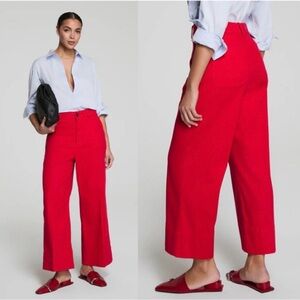 SPANX Red Wide Leg Cropped Pants